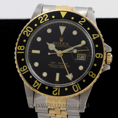 Rolex Vintage GMT Master Ref 16753 Steel 18K Gold Black Dial